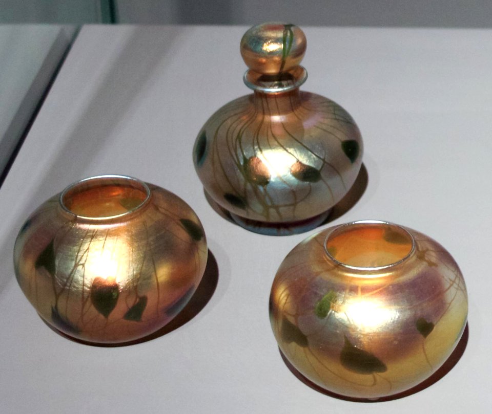 Tiffany - Perfume bottle and two jars