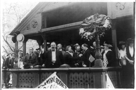Tim Healy speaking in Union Square, NYC, during street railways strike. 1916 LCCN2007682484