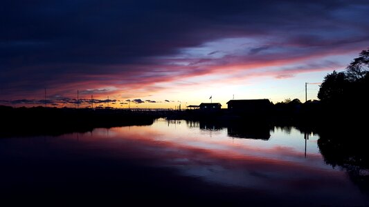 Sunset landscape boat