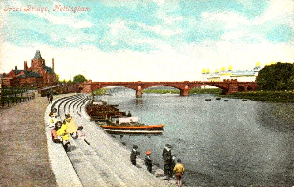 Tinted postcard of Trent Bridge