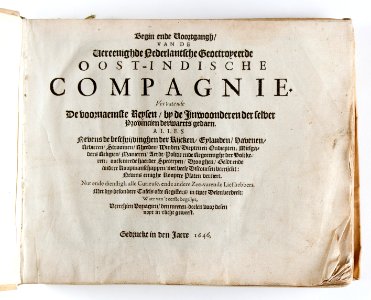 Titelblad till bok om Ostindiska kompaniet från 1646 - Skoklosters slott - 93273