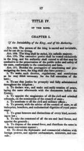 Title IV, of the King; Chapter I, Of the Inviolability of the King... LCCN2003654664