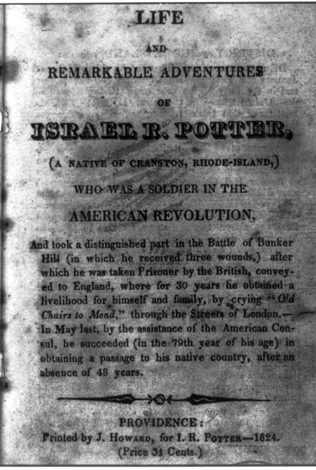Title page - no illus. - from Life and remarkable adventures of Israel R. Potter, Providence, 1824 LCCN2005692021