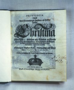 Titelblad Ridderskap och Adel om Privilegia utaff then Stormächtigste Furstinna fröken Christina - Skoklosters slott - 82282