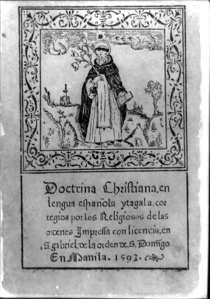 Title p. illus. with Spanish missionary in Philippines standing holding open book and branch LCCN2005692045