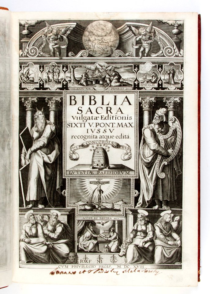 Titelblad till bibel från 1618 på latin - Skoklosters slott - 93188