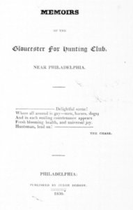 Title page for Memoirs of the Gloucester for Hunting Club LCCN2005692101