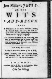 Title page for Joe Millers Jests, or, the wits vade-mecum ... LCCN2006684337