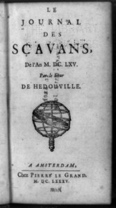 Title page of Le journal des scavans, with armillary sphere LCCN92516360