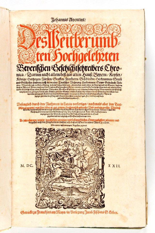 Titelblad, ...Chronica, darinn nicht allein desz gar alten Hausz Beyern, Keyser, Könige... - Skoklosters slott - 93346