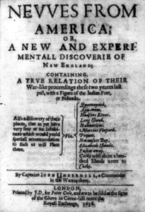 Title page of John Underhill, Newes from America, London, J.D. for Peter Cole, 1638 LCCN2005692013