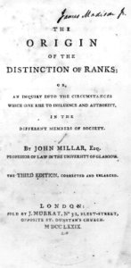 Title page, with James Madison signature, of John Millar, The Origin of the Distinction of Ranks (London, 1779) LCCN2003654669