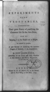 Title page of Experiments upon vegetables LCCN92516701