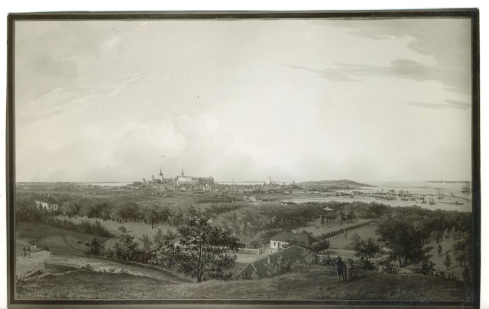 TLA 1465 1 1722 repro maalist vaade Lasnamäe veerult Tallinnale XVIII sajand