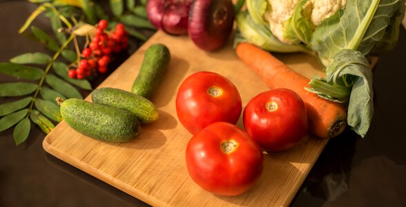 Composition cucumbers tomatoes