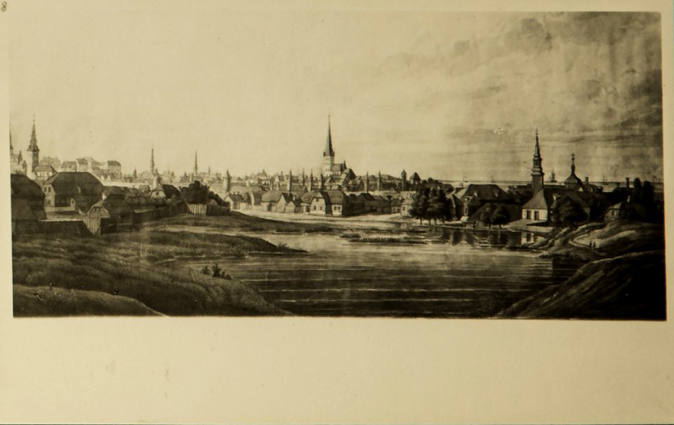 TLA 1465 1 3798 repro maalist Blick auf die Stadt vom Hafen