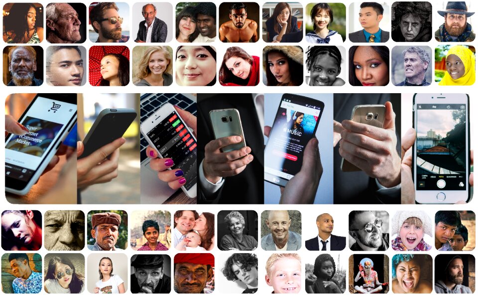 Hand photomontage faces