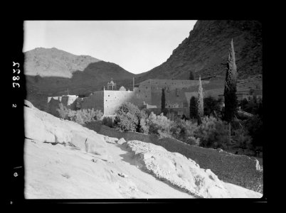 To Sinai by car. St. Katherine's (i.e., St. Catherine's) Monastery in Sinai taken in evening light LOC matpc.15567