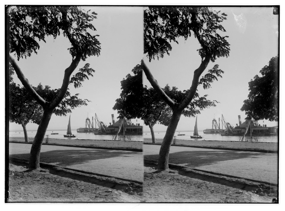 To Sinai via the desert. Suez Canal at the Gulf of Suez. LOC matpc.01940