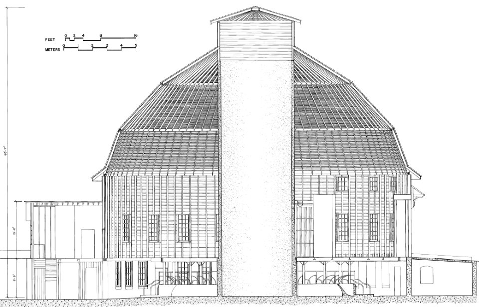 To scale cutaway U of I round barn