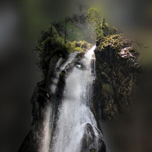 River movement double exposure