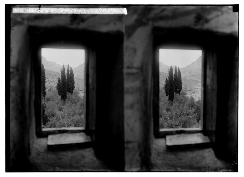 To Sinai via the Red Sea, Tor, and Wady Hebran. Glimpse of the garden from the monastery window (Monastery of St. Catherine). LOC matpc.02056