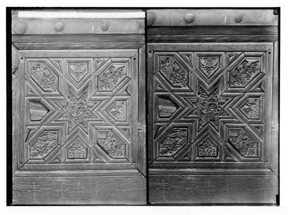 To Sinai via the Red Sea, Tor, and Wady Hebran. Details of carving on the door of the church (Monastery of St. Catherine). LOC matpc.02044