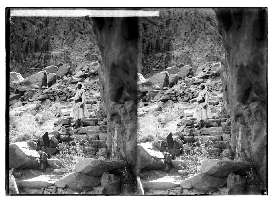 To Sinai via the Red Sea, Tor, and Wady Hebran. Pilgrim's steps leading up to Jebel Mousa; Mount Sinai. LOC matpc.02065