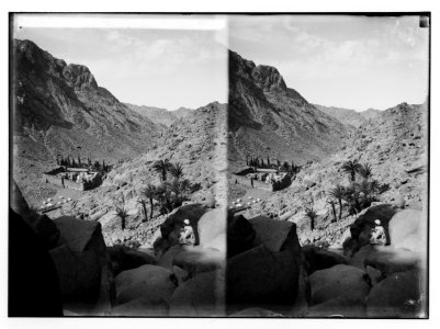 To Sinai via the Red Sea, Tor, and Wady Hebran. Monastery of St. Katherine (i.e., Monastery of St. Catherine) from the southeast. LOC matpc.02023