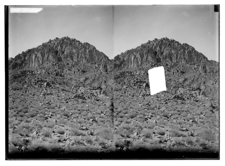 To Sinai via the Red Sea, Tor, and Wady Hebran. Southern precipice of Jebel Mousa. LOC matpc.02089
