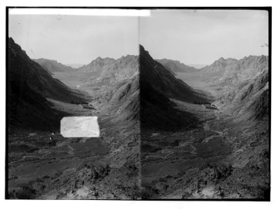 To Sinai via the Red Sea, Tor, and Wady Hebran. View of Valley with monastery, from Jebel Munajah. LOC matpc.02022