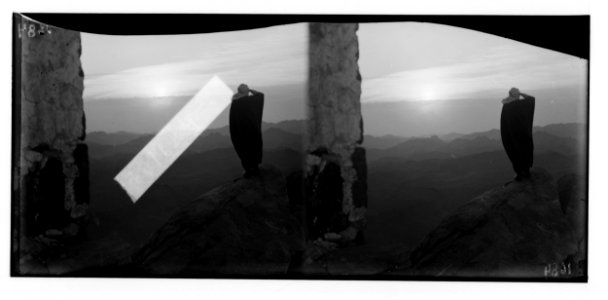 To Sinai via the Red Sea, Tor, and Wady Hebran. Sunrise seen from summit of Jebel Mousa. LOC matpc.02087