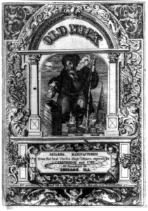 Tobacco label showing old Nick (Santa Claus) dropping cigar packages down the J.C. Partridge & Co. chimney while smoking a cigar LCCN2004679243