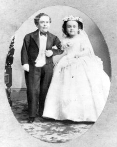 Tom Thumb, 1838-1883, with wife in wedding costume LCCN2005685454