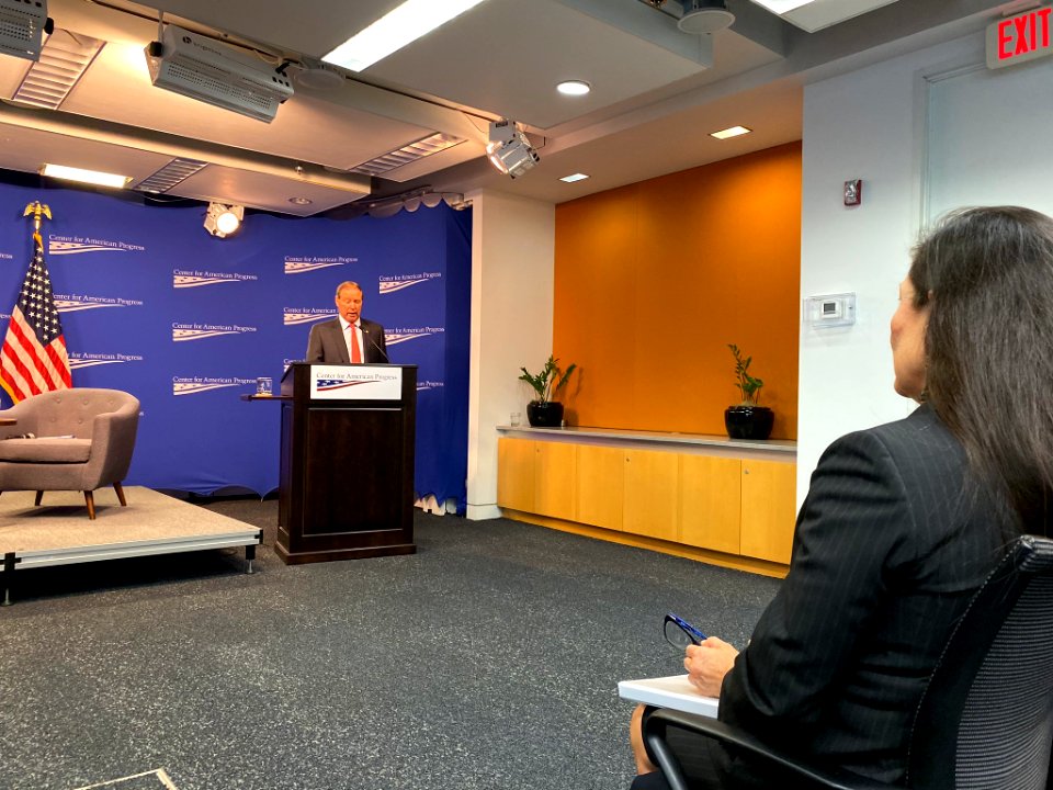 Tom Udall speaking at the Center for American Progress in 2019