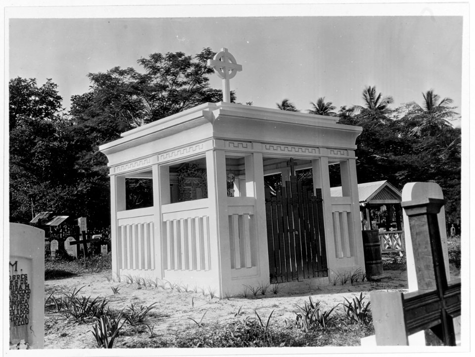 Tomb at graveyard in Agana, Guam, circa 1930