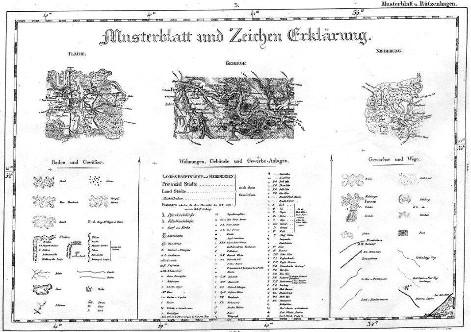 Tophographischen Special Karte von Reymann - Musterblatt und Zeichen Erklärung