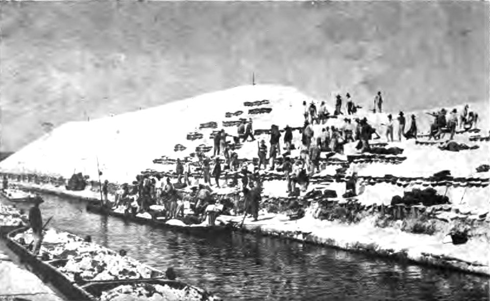 Torrevieja. 4. Apilando la sal para la exportación