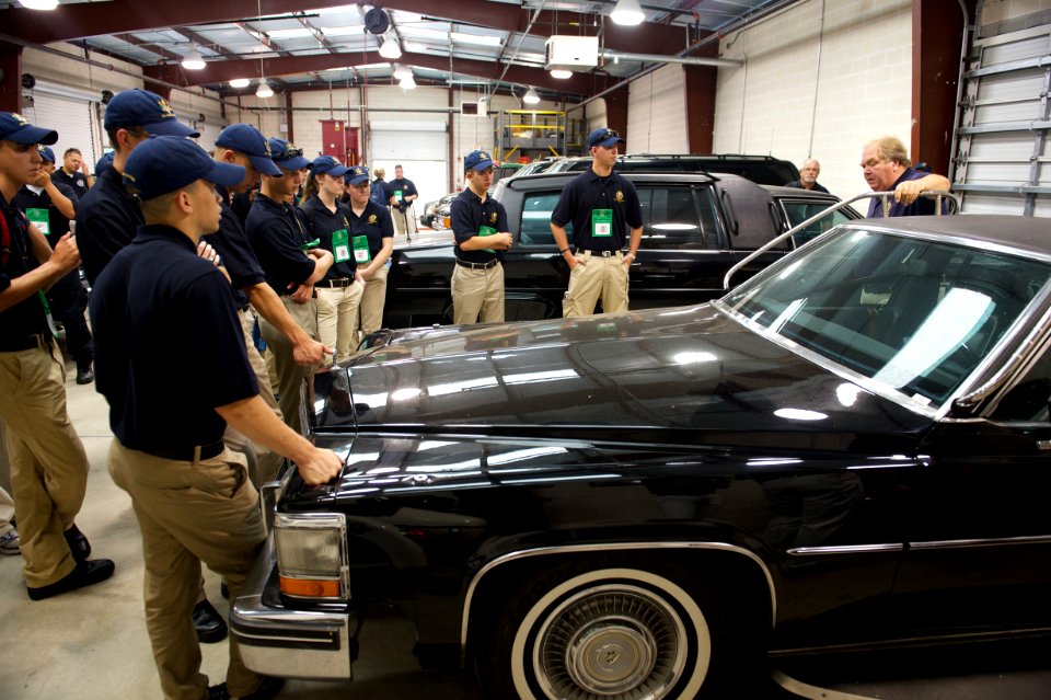 Tour of vehicle fleet for law enforcement explorers
