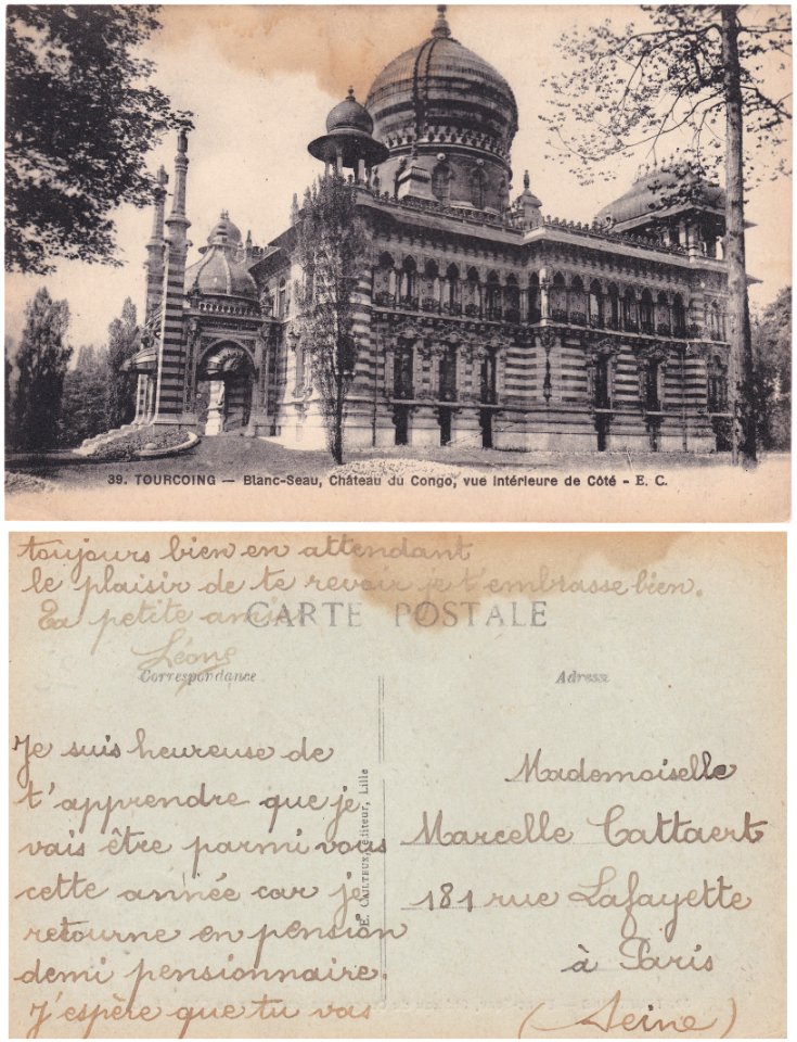 TOURCOING Blanc seau, château du Congo , vue intérieure de côté