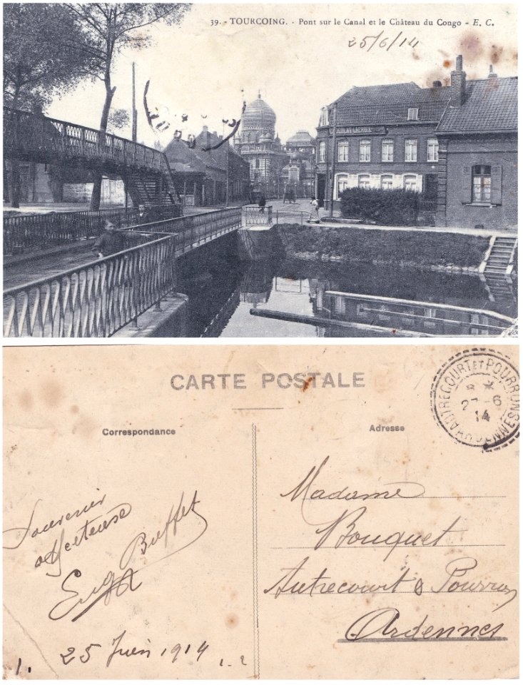 TOURCOING Pont sur le canal et le château du Congo