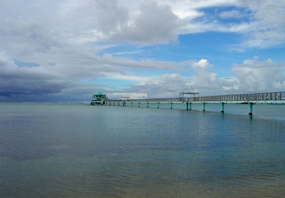 Tourist pier and tower on Guam (line379380818)