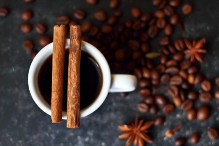 Drink coffee star anise closeup photo