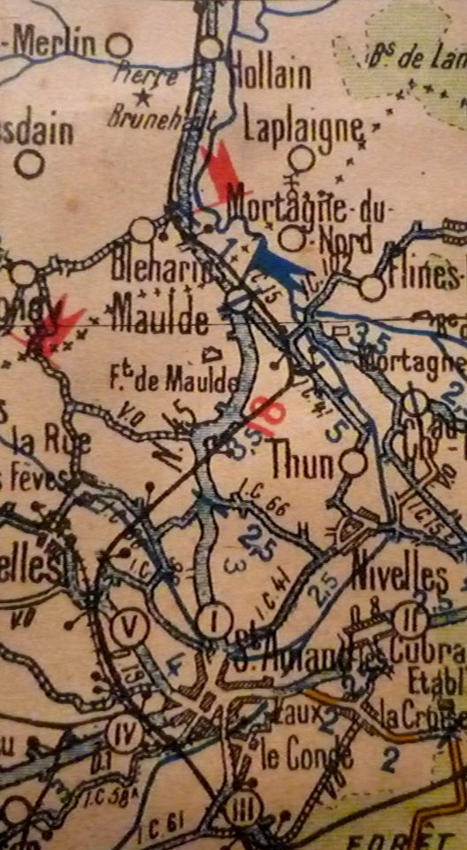 Tracé de la ligne Saint-Amand-les-Eaux - Maulde-Mortagne