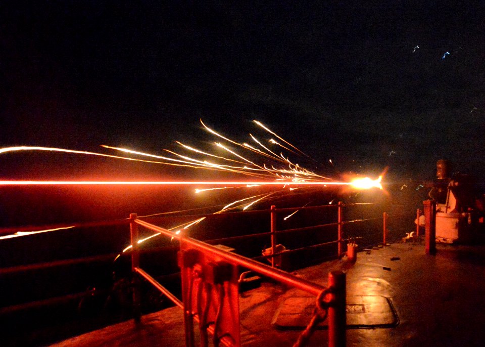 Tracer rounds fire from a 25 mm machine gun. (8467235365)