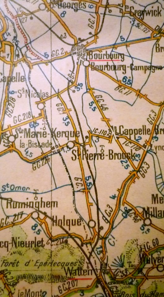 Tracé de l'ancienne ligne Watten-Éperlecques - Bourbourg