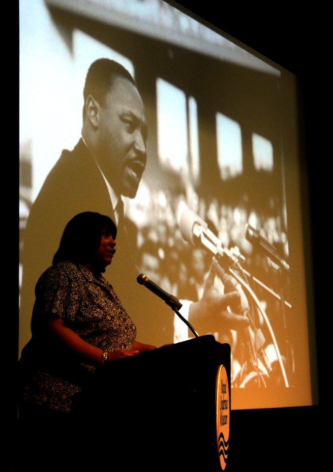 Tracy Harris speaks at an MLK rememberance. (8410210917)