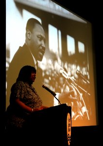 Tracy Harris speaks at an MLK rememberance. (8410210917)