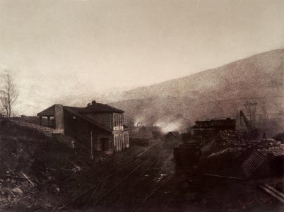 Train station with train and coal depot by Gustave Le Gray2 photo