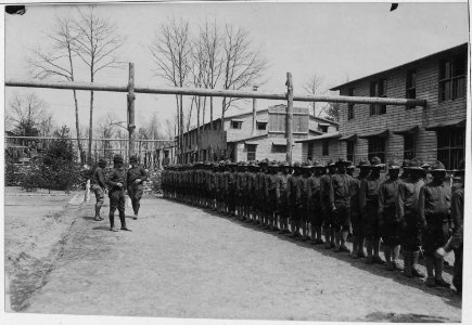 Training Negro troops at Camp Devens, Massachusetts. - NARA - 533622